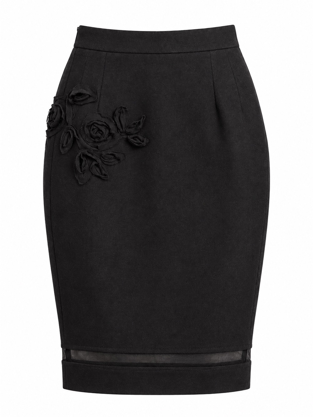 Ermanno Scervino Black Floral Pencil Skirt